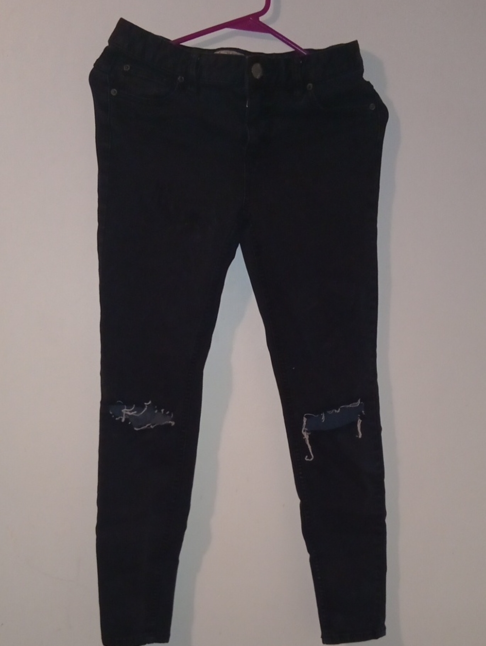 FP Free People Black Ripped Skinny Jeans